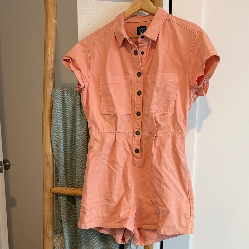 BDG Peach Button-Up Romper